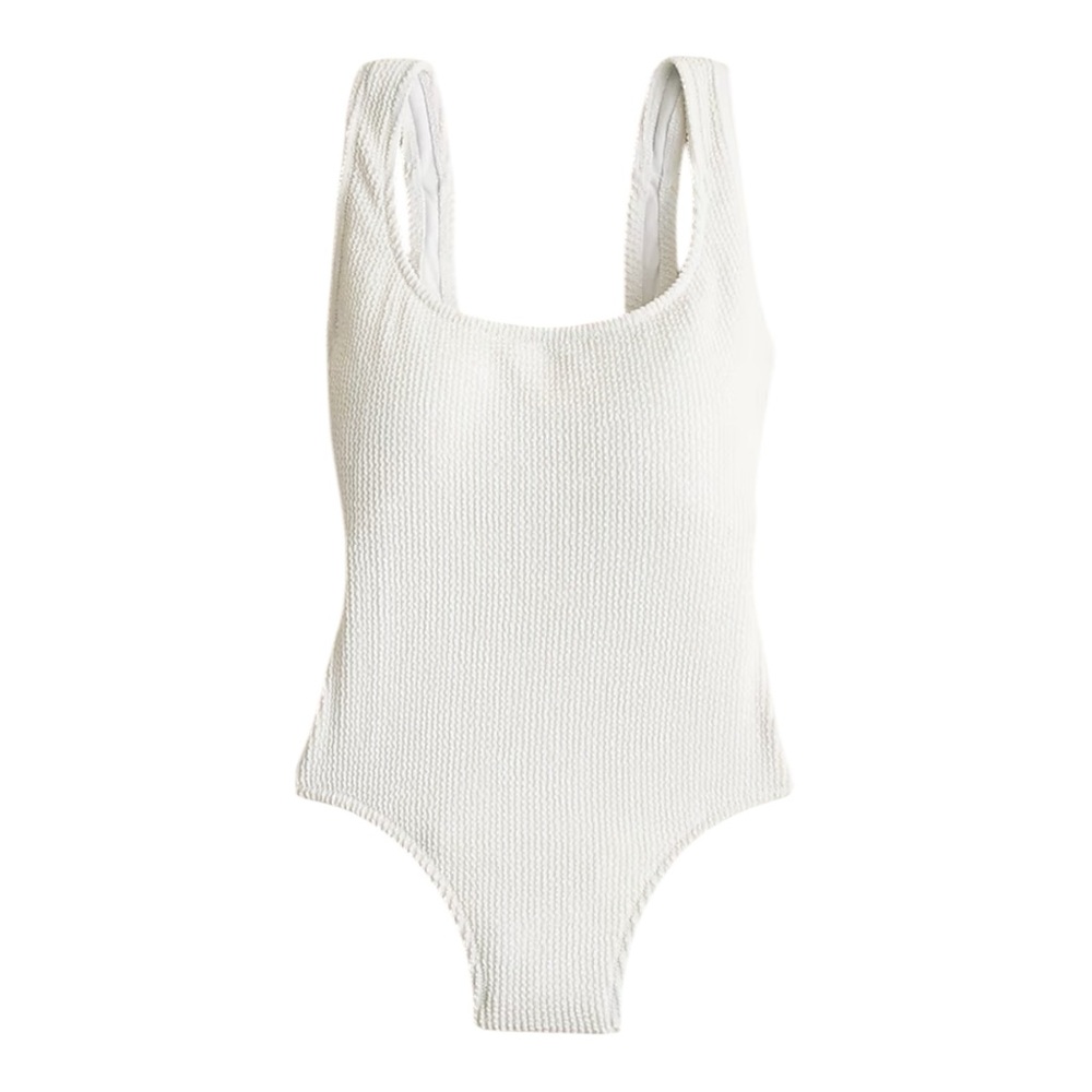 J. Crew White Textured One-Piece Swimsuit